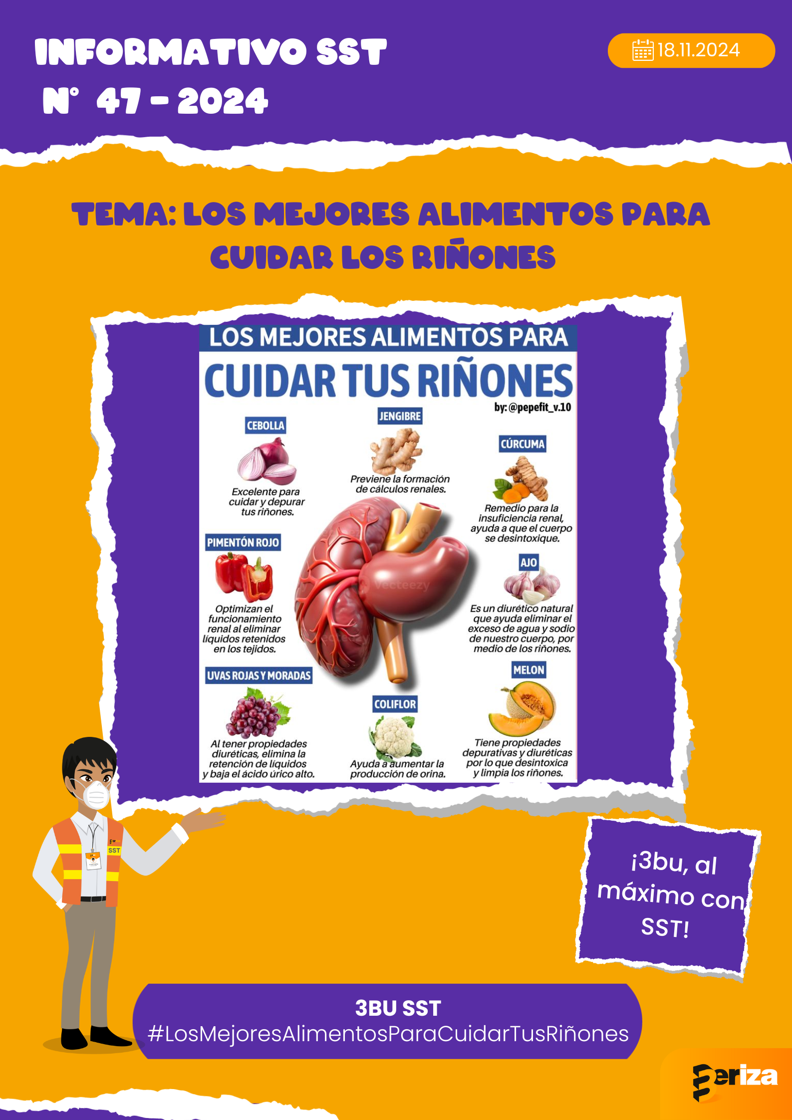 INFORMATIVO SST: 🚨⛑️Los Mejores Alimentos para cuidar los Riñones🚨⛑️